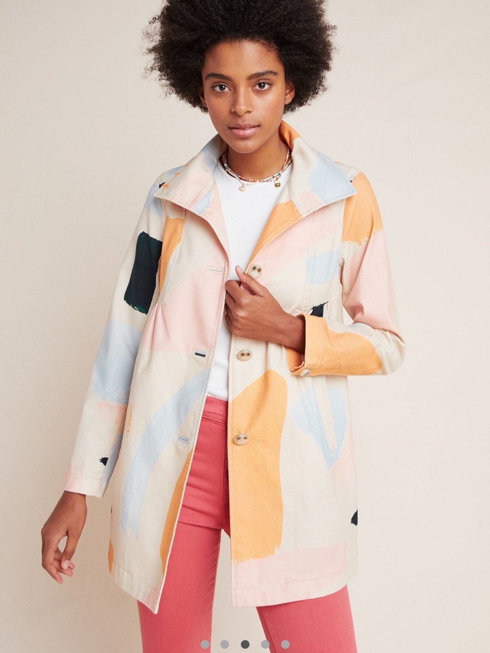 Anthropologie Daybreak Trench Coat in Peach, Pink & Sky Blue